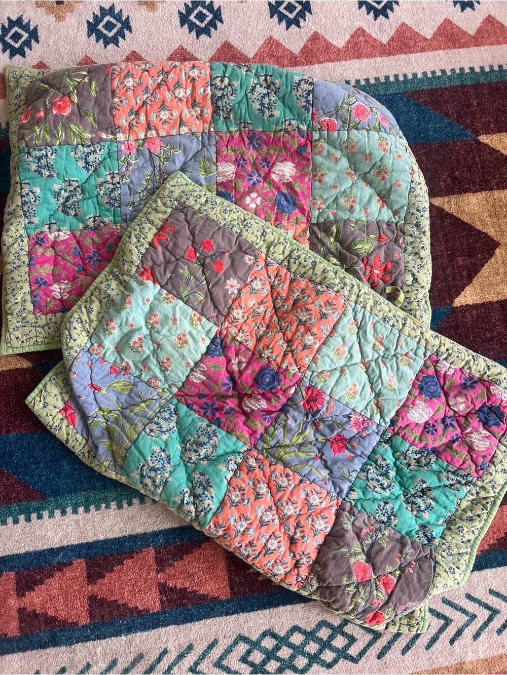 The Company Store Patchwork Quilted Pillow Shams standard , Coral, Lavender
